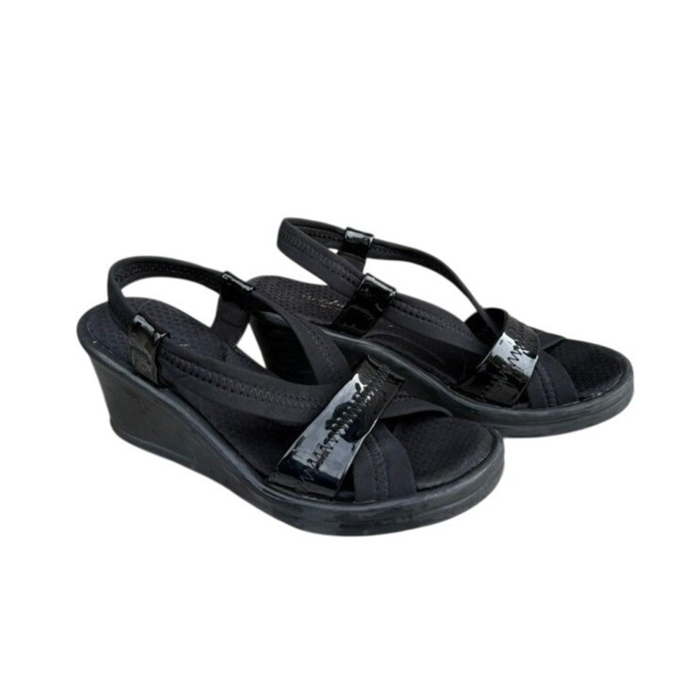 Skechers Women's Black Memory Foam Wedge Sandals Size 7